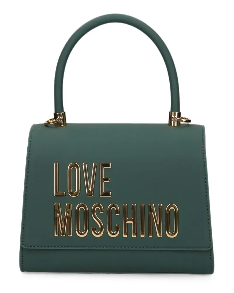 Moschino Shopper mit Logo-Schild - Grün Grün