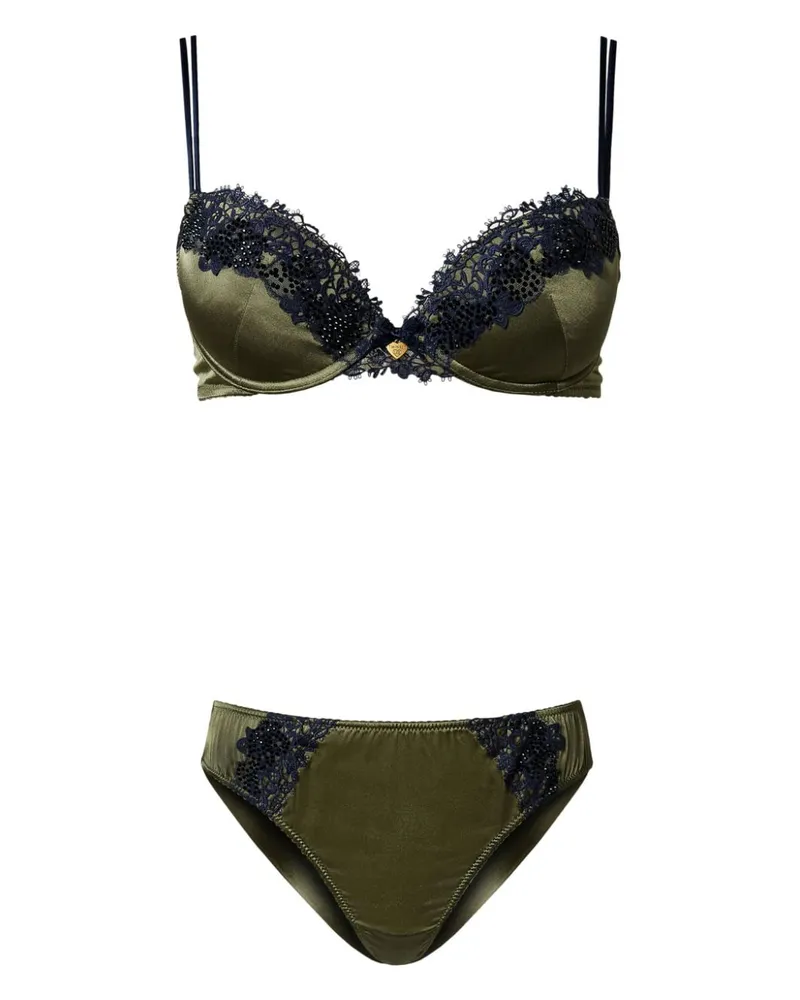 Twin-Set Push-up-BH und Slip aus Seide - Grün Grün