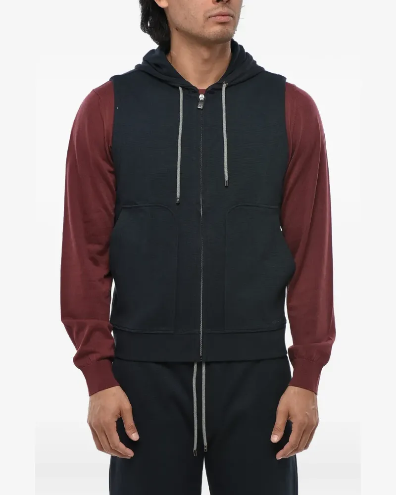 Corneliani sleeveless zip-up hoodie - Blau Blau