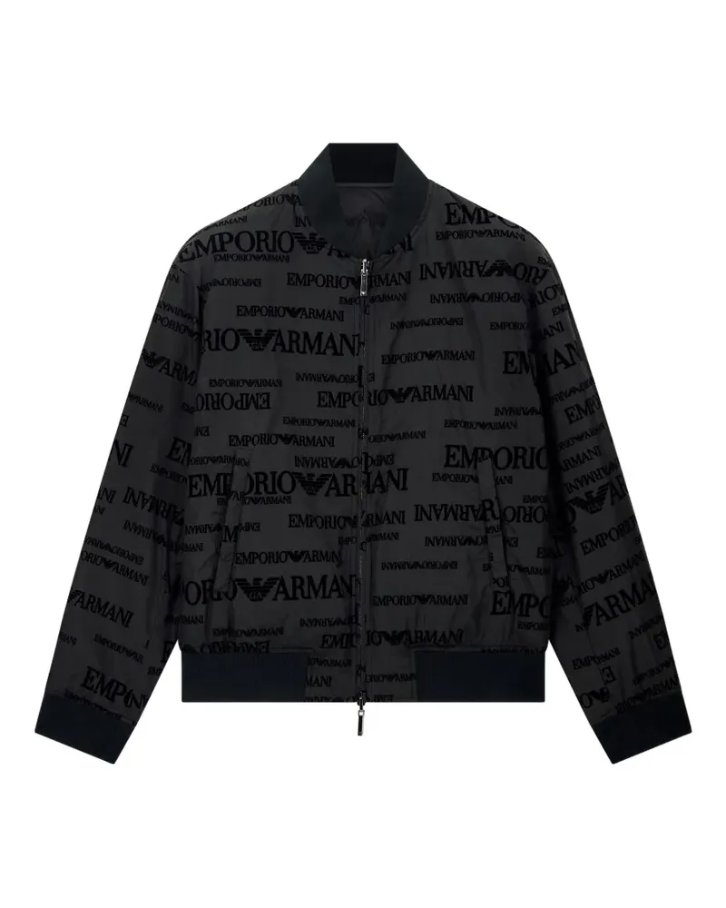 Emporio Armani Wendbare Jacke mit Logo-Print - Schwarz Schwarz