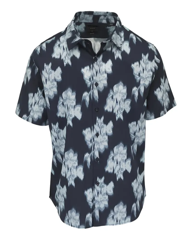 Vince floral-print short-sleeve button-down cotton shirt - Blau Blau