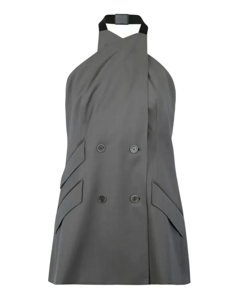 Max Mara Doppelreihiges Neckholder-Top - Grau Grau