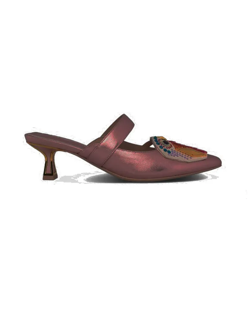 Kat Maconie embellished metallic mules - Rosa Rosa