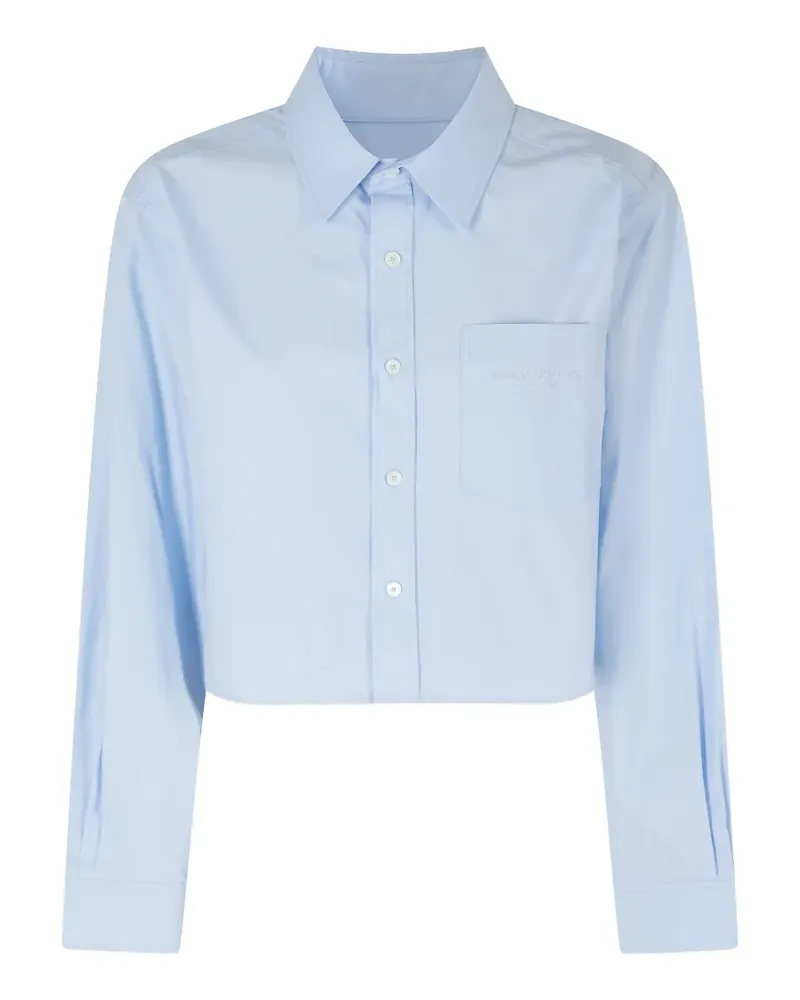 Alexander Wang embroidered-logo crop shirt - Blau Blau