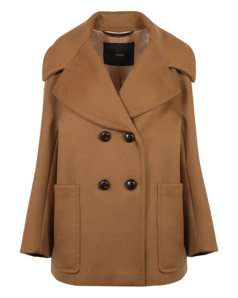 Max Mara Mario double-breasted lapel collar coat - Braun Braun