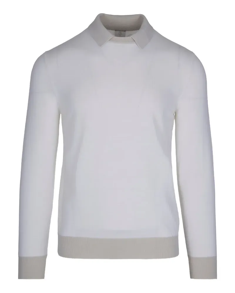 Eleventy Pullover mit Poloshirtkragen - Weiß Weiß