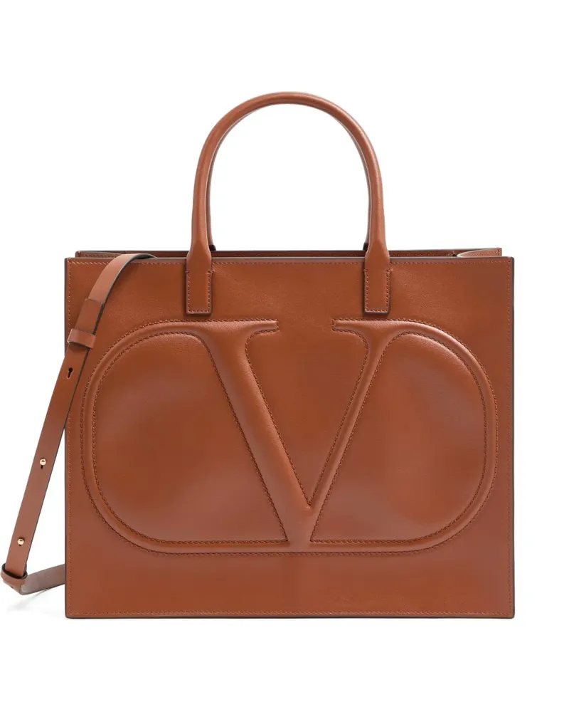 Valentino Garavani VLogo Walk calfskin shopping bag - Braun Braun