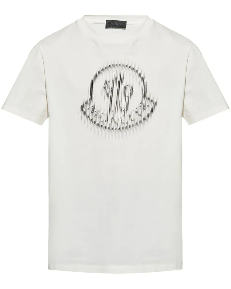 Moncler T-Shirt mit verschwommenem Logo - Weiß Weiß