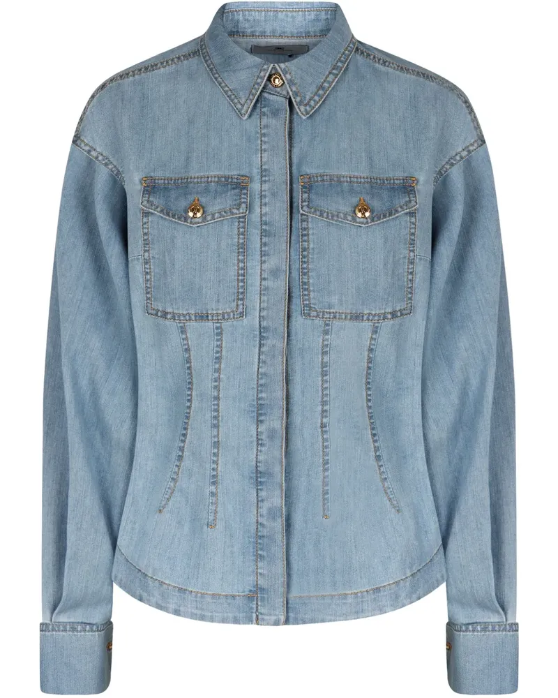 Elisabetta Franchi Jeansrock mit Schößchen - Blau Blau
