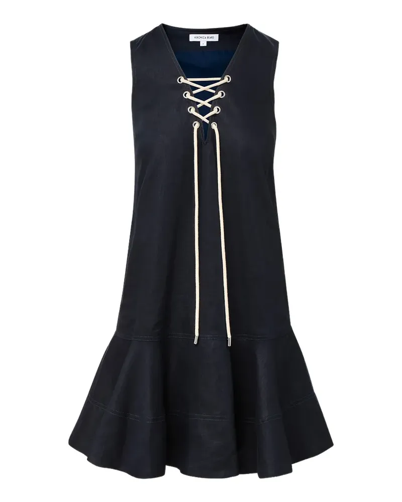 Veronica Beard Treena lace-up ruffled mini dress - Blau Blau