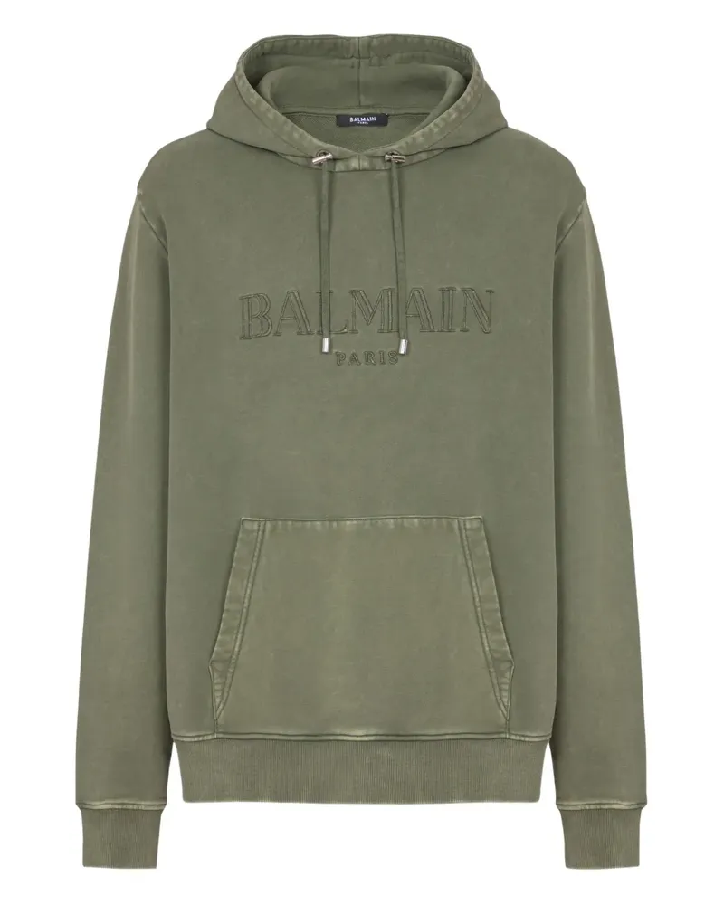 Balmain Hoodie mit Logo-Print - Grün Grün