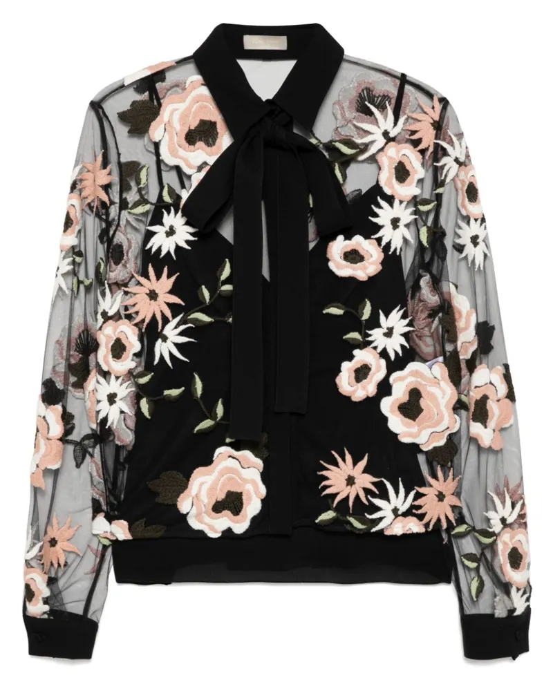 Elie Saab Tüllrock mit Blumenstickerei - Schwarz Schwarz