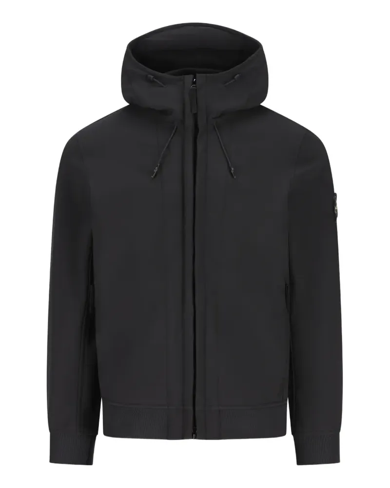 Stone Island logo-patch hooded jacket - Schwarz Schwarz