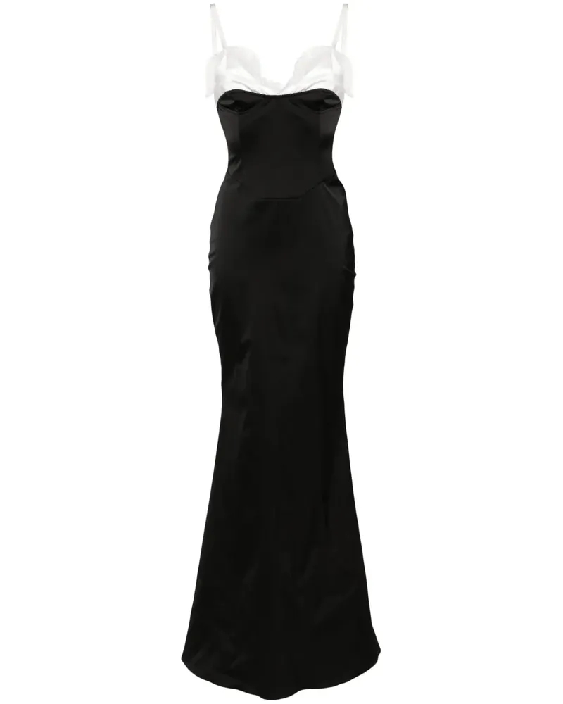 ALMAZ Satin-Abendkleid mit Corsage - Schwarz Schwarz