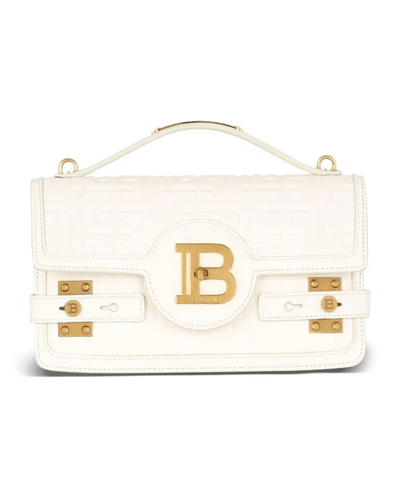 Balmain Schultertasche mit Logo-Schild - Weiß Weiß