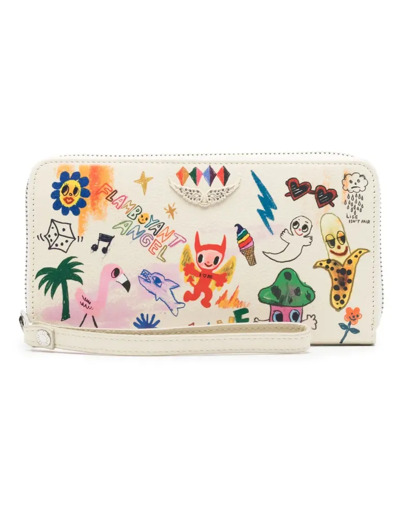 Zadig & Voltaire Compagnon Portemonnaie mit grafischem Print - Weiß Weiß