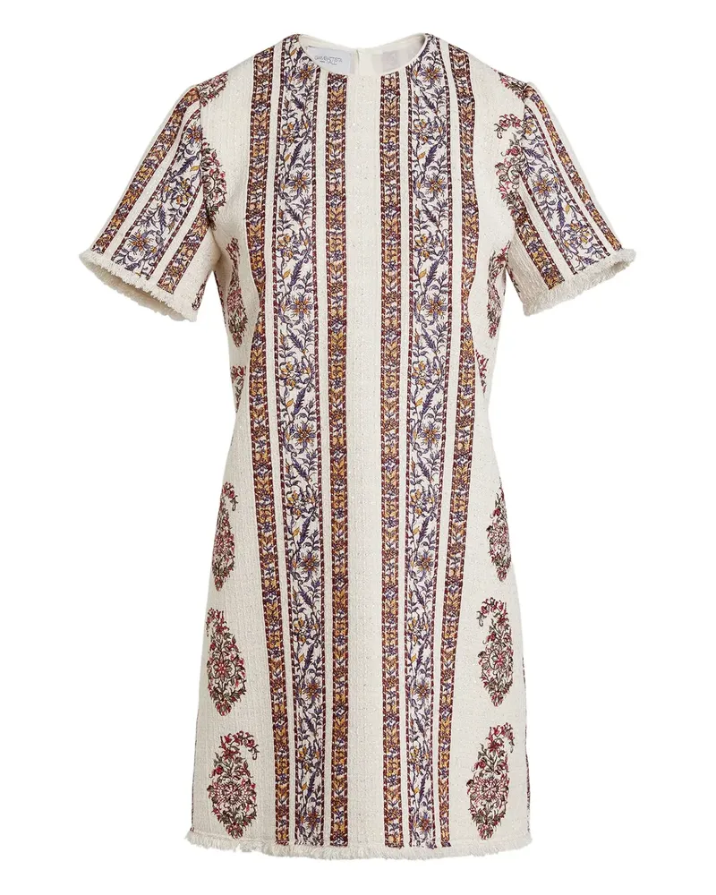 Giambattista Valli Gemustertes Minikleid mit Fransen - Nude Nude
