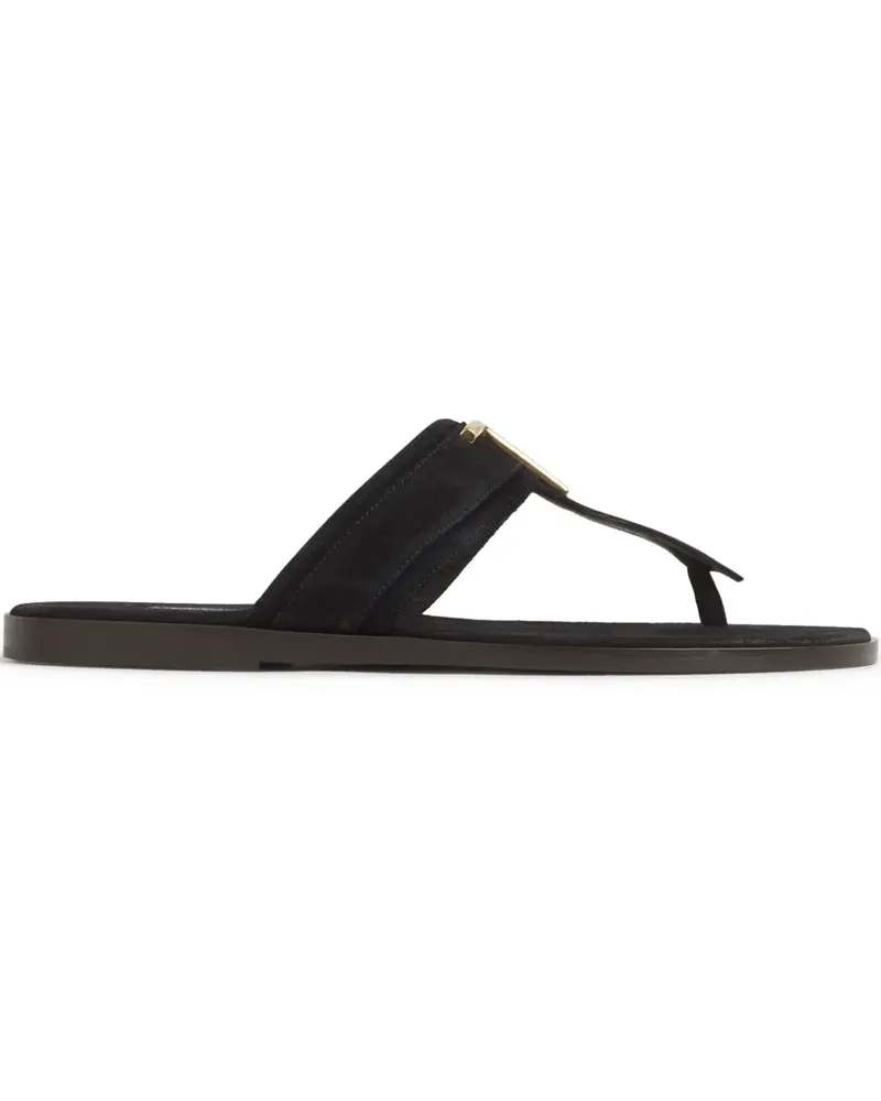 Tom Ford Pantoletten mit Logo-Schild - Schwarz Schwarz