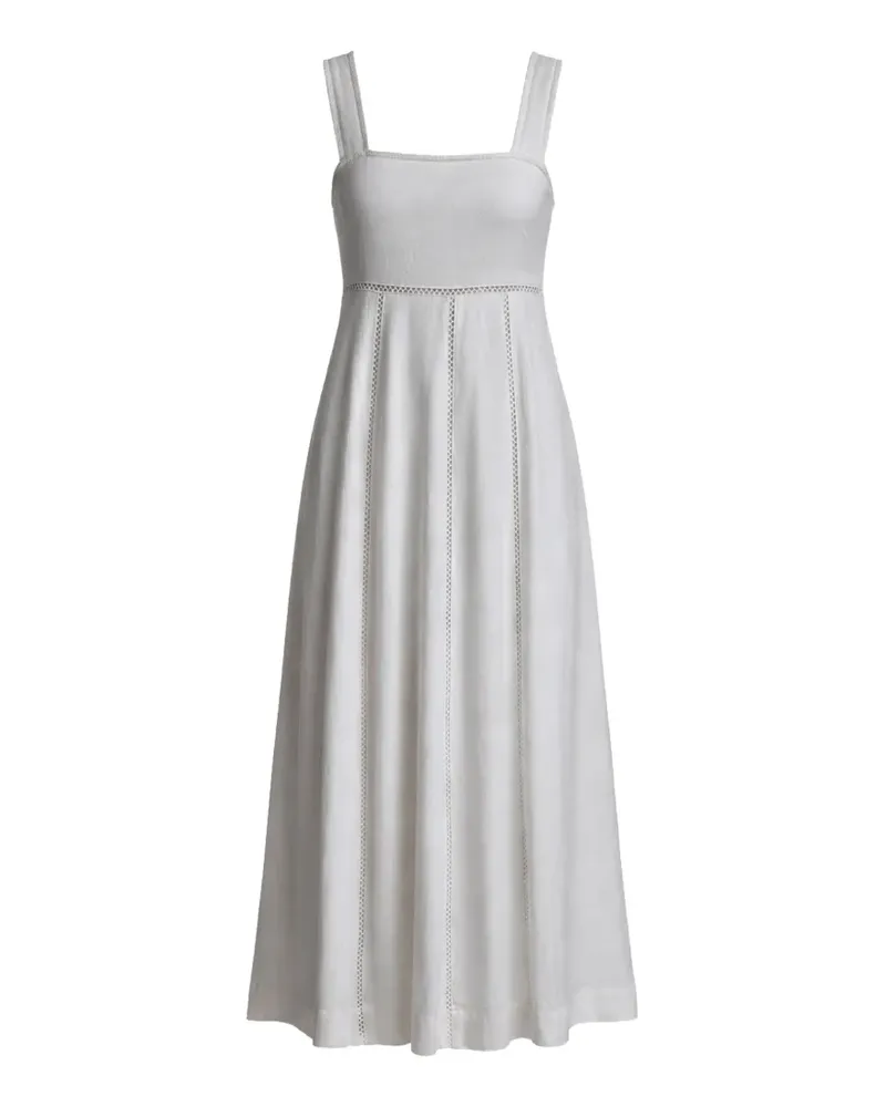 DKNY tie-back sleeveless midi linen dress - Weiß Weiß