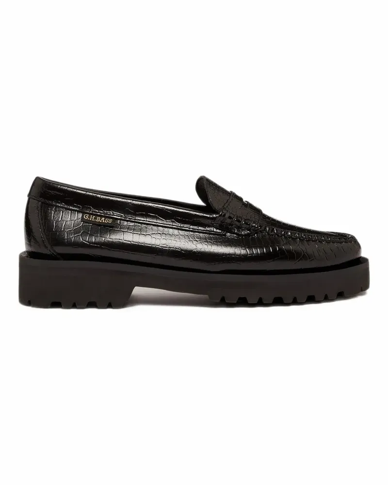 G.H. Bass & Co. Weejuns Larson Penny croc-embossed leather loafers - Schwarz Schwarz