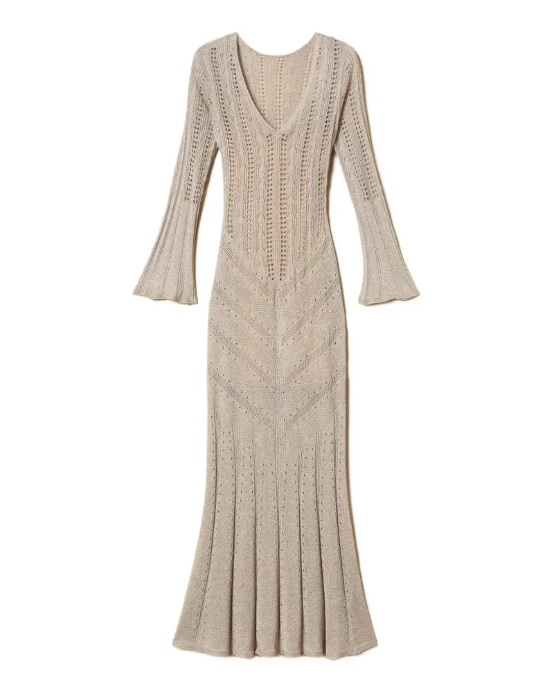 Twin-Set Midikleid mit V-Ausschnitt - Nude Nude