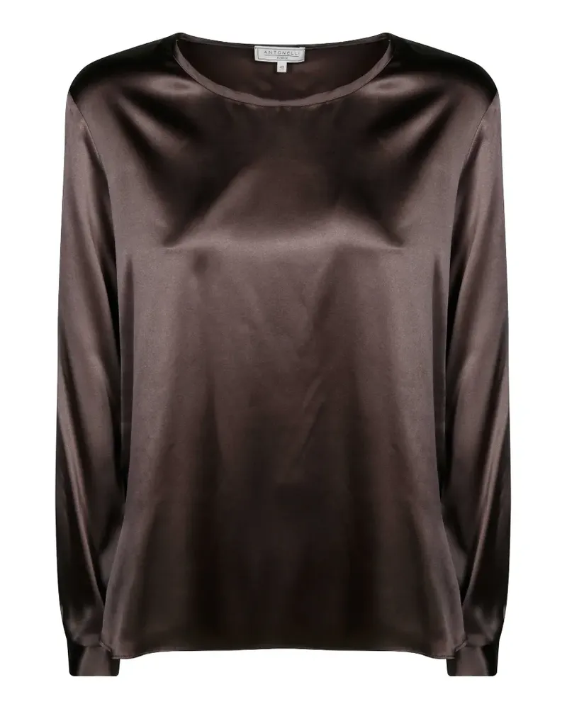 Antonelli Firenze Adige Bluse mit Satinfinish - Braun Braun