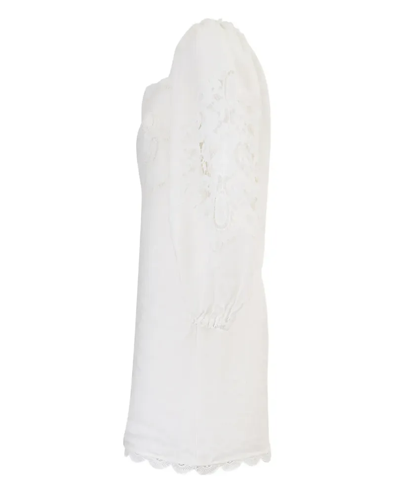 FARM Rio Besticktes Minikleid mit Puffärmeln - Weiß Weiß