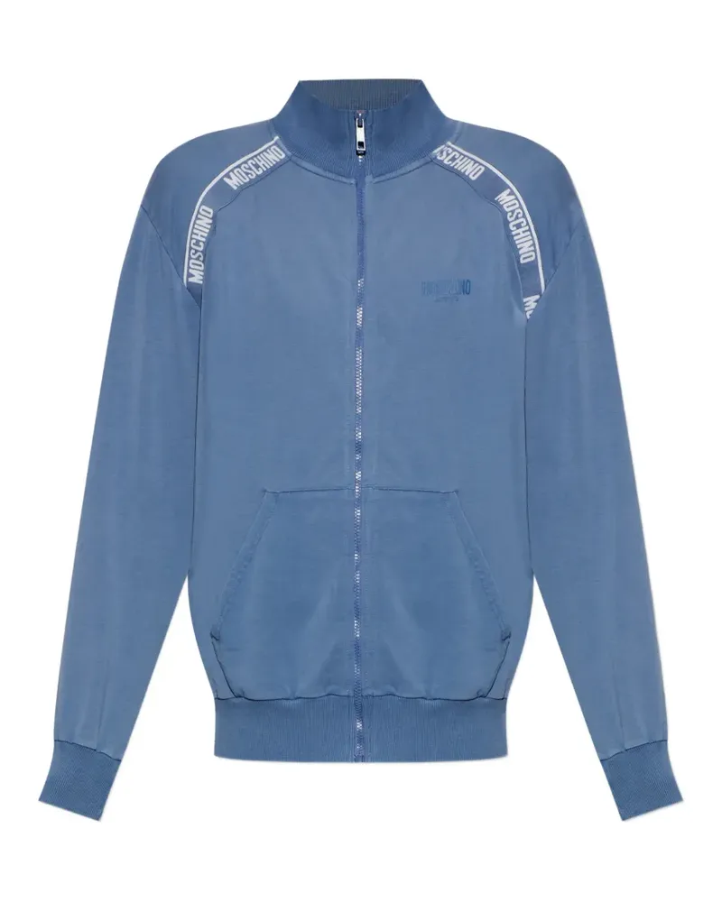 Moschino logo-tape zip-up sweater - Blau Blau