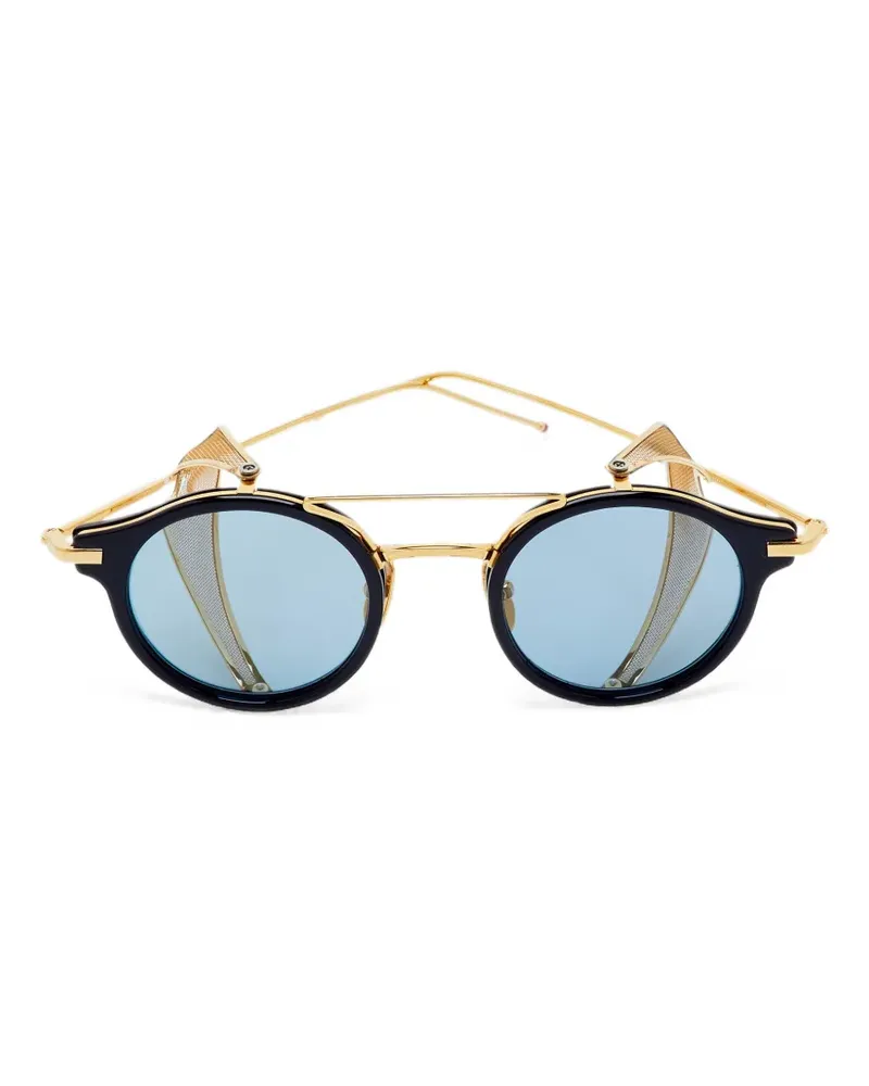 Thom Browne TB-804 Mesh-Shield-Sonnenbrille mit rundem Gestell - Schwarz Schwarz