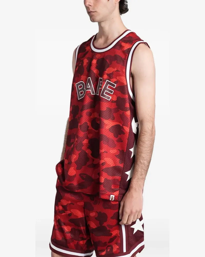BAPE camouflage-print mesh tank top - Rot Rot