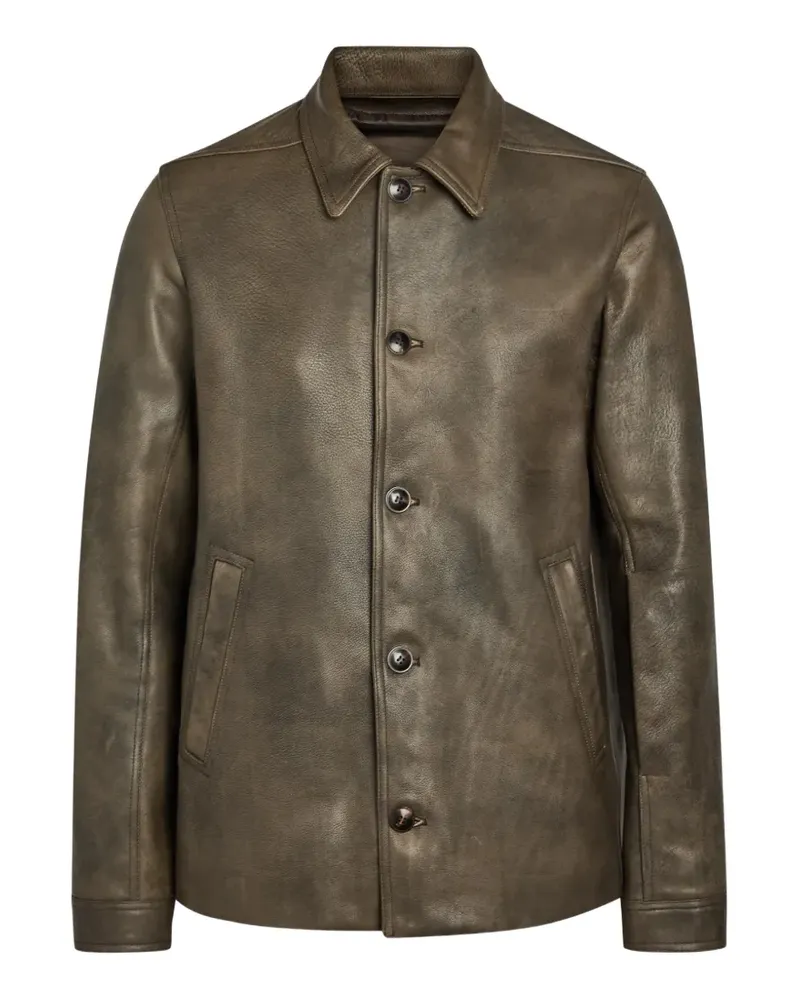 Rick Owens button-up leather jacket - Schwarz Schwarz