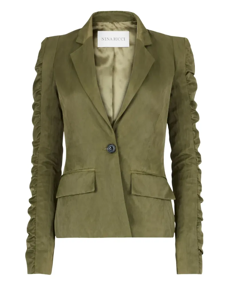 Nina Ricci Blazer mit Rüschenärmeln in Knitteroptik - Grün Grün