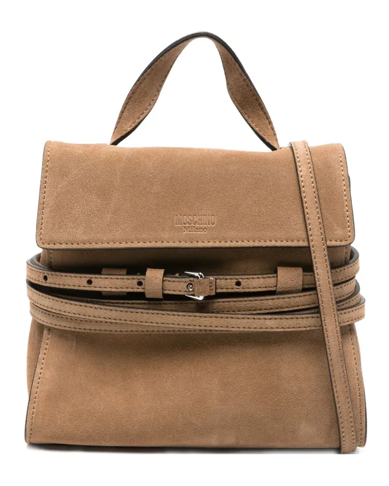 Moschino Kleiner Tie Me Tote Bag aus Wildleder - Braun Braun