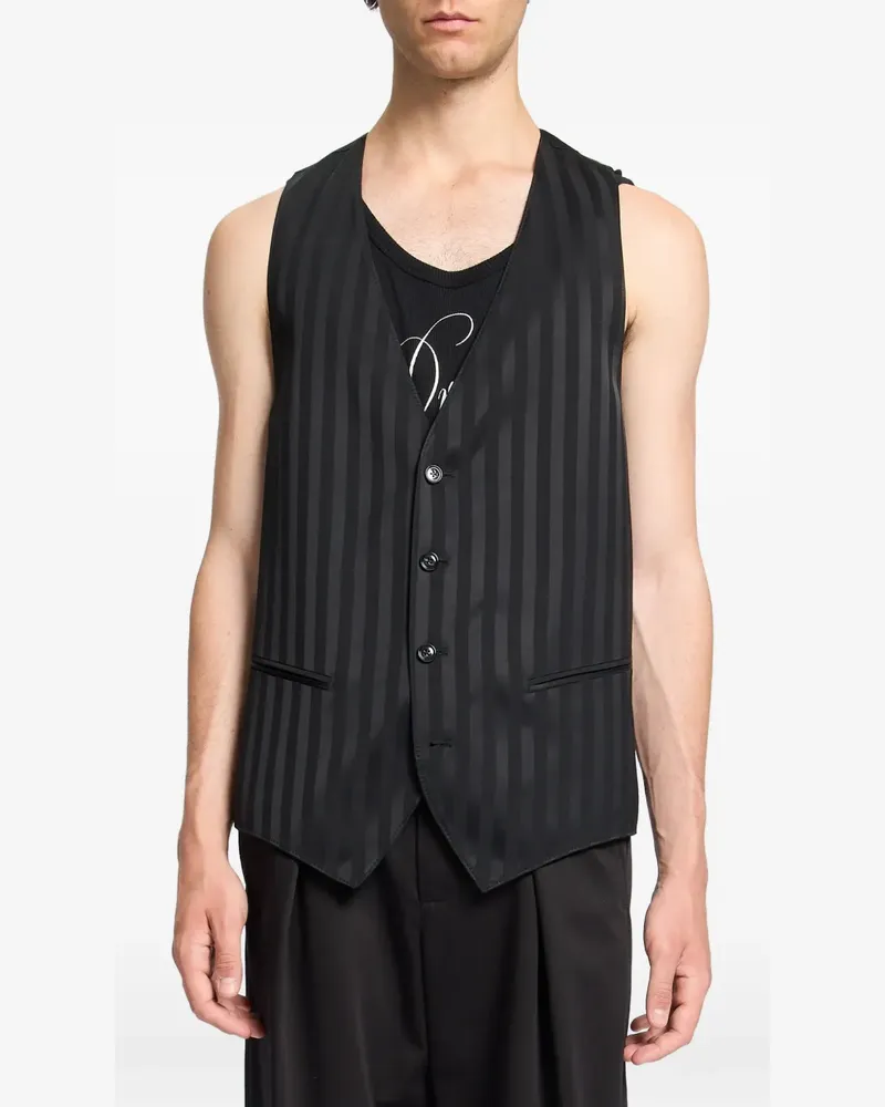 Ann Demeulemeester Gestreifte Juikko Weste aus Satin - Schwarz Schwarz