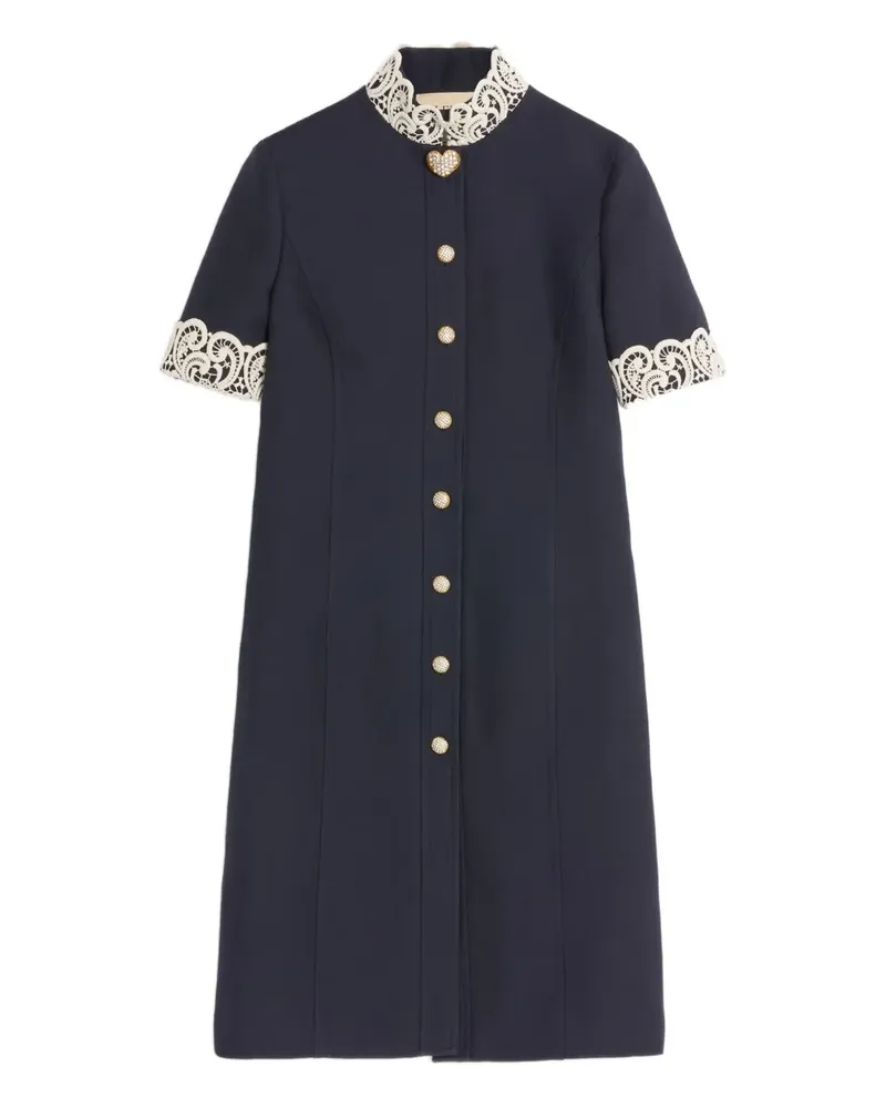 Valentino Garavani Geknöpftes Kleid mit Spitzenkragen - Blau Blau