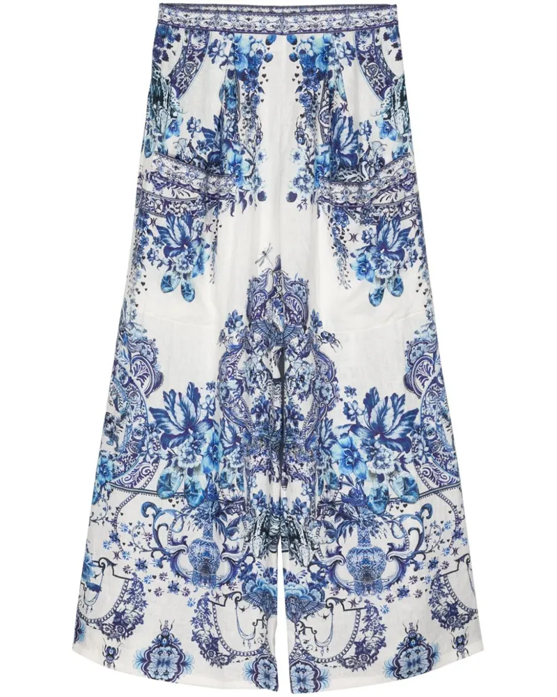 Camilla Weite Hose mit Print - Weiß Weiß