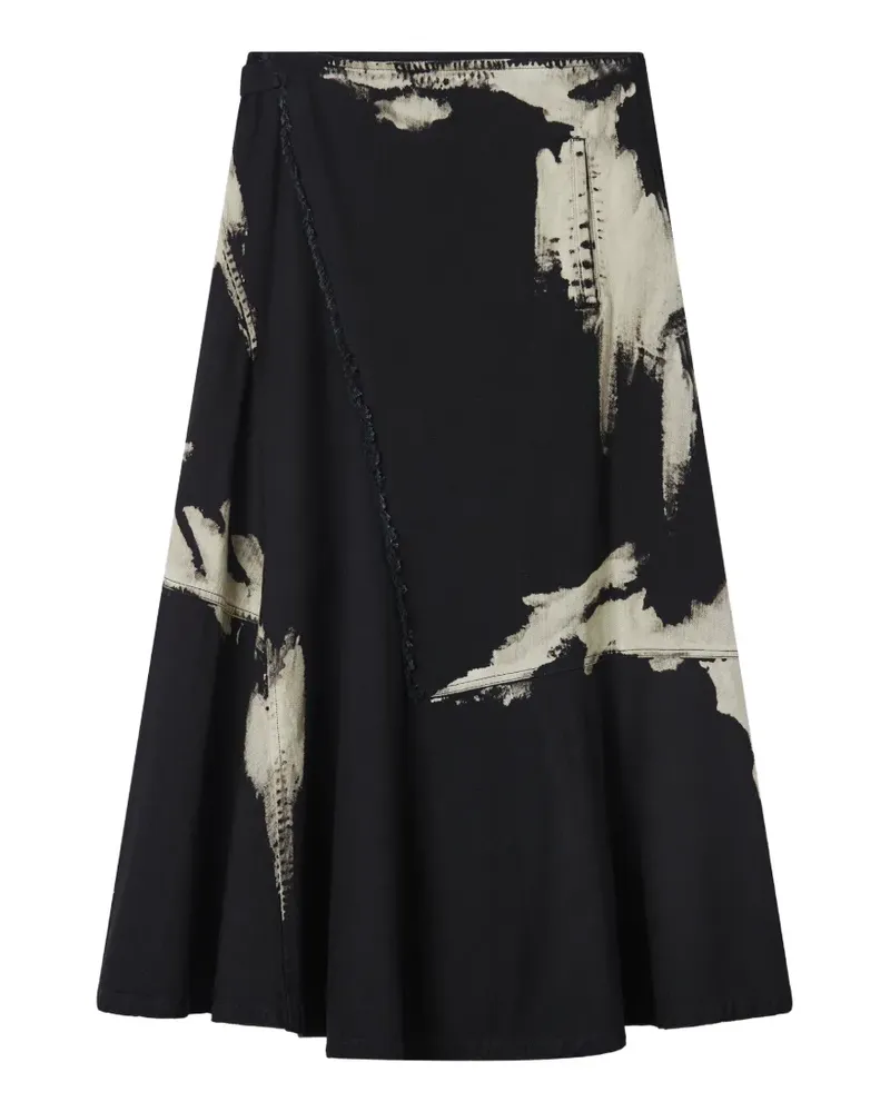 Yohji Yamamoto raw-edge patterned skirt - Schwarz Schwarz