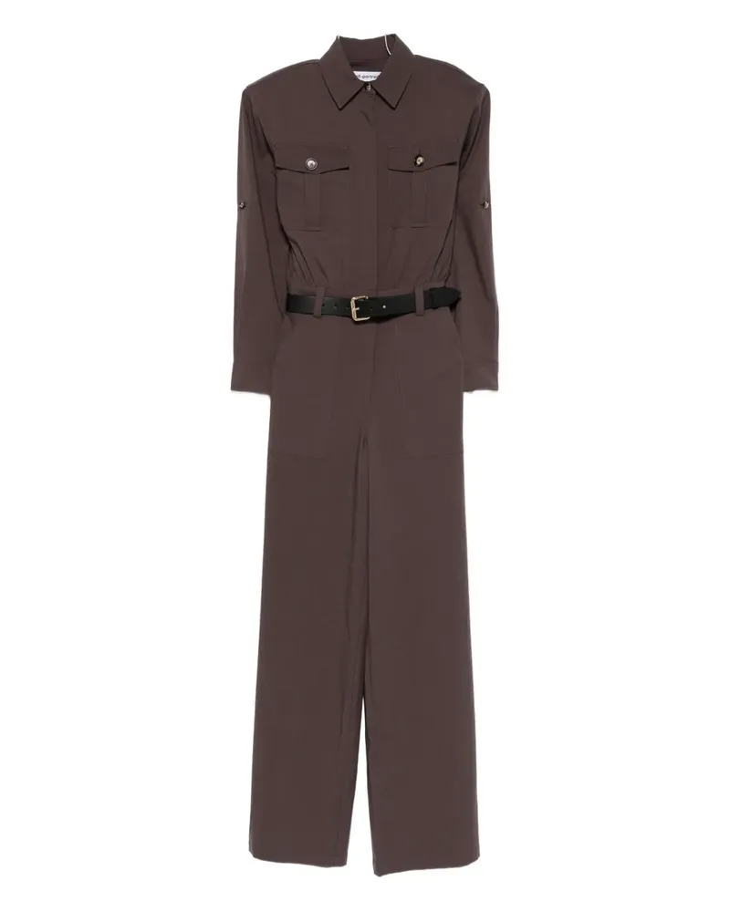 Self-Portrait belted pocket jumpsuit - Braun Braun