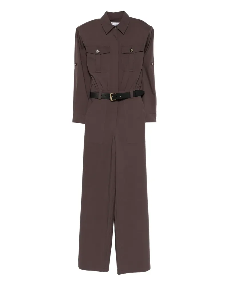 Self-Portrait belted pocket jumpsuit - Braun Braun