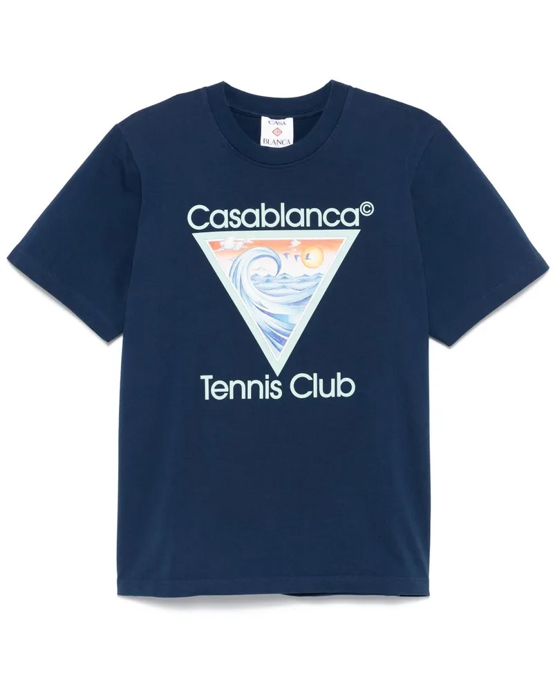 Casablanca Paris T-Shirt mit "Tennis Club"-Print - Blau Blau