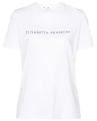 Elisabetta Franchi T-Shirt mit Strassverzierung Weiß