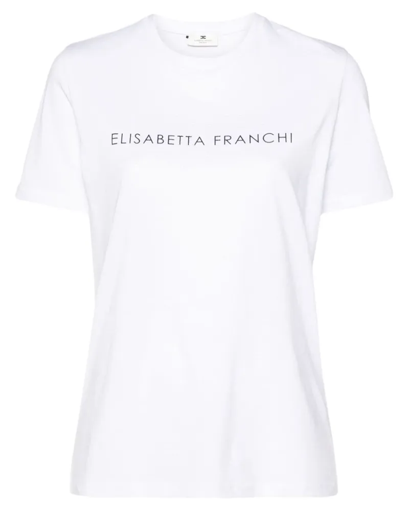 Elisabetta Franchi T-Shirt mit Strassverzierung - Weiß Weiß
