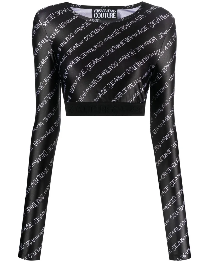 Versace Jeans Cropped-Top mit Logo-Print - Schwarz Schwarz