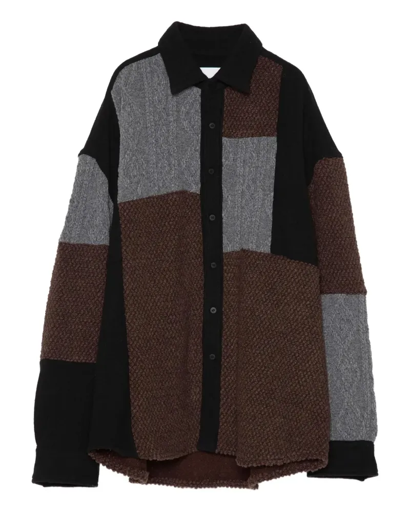 Yoshio Kubo Hemd im Patchwork-Design - Braun Braun