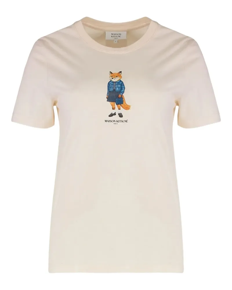 Kitsuné T-Shirt mit Fuchs-Print - Nude Nude