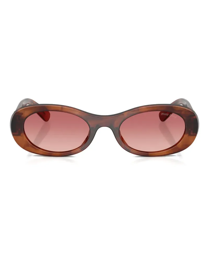 Miu Miu tortoiseshell-pattern oval-frame sunglasses - Braun Braun