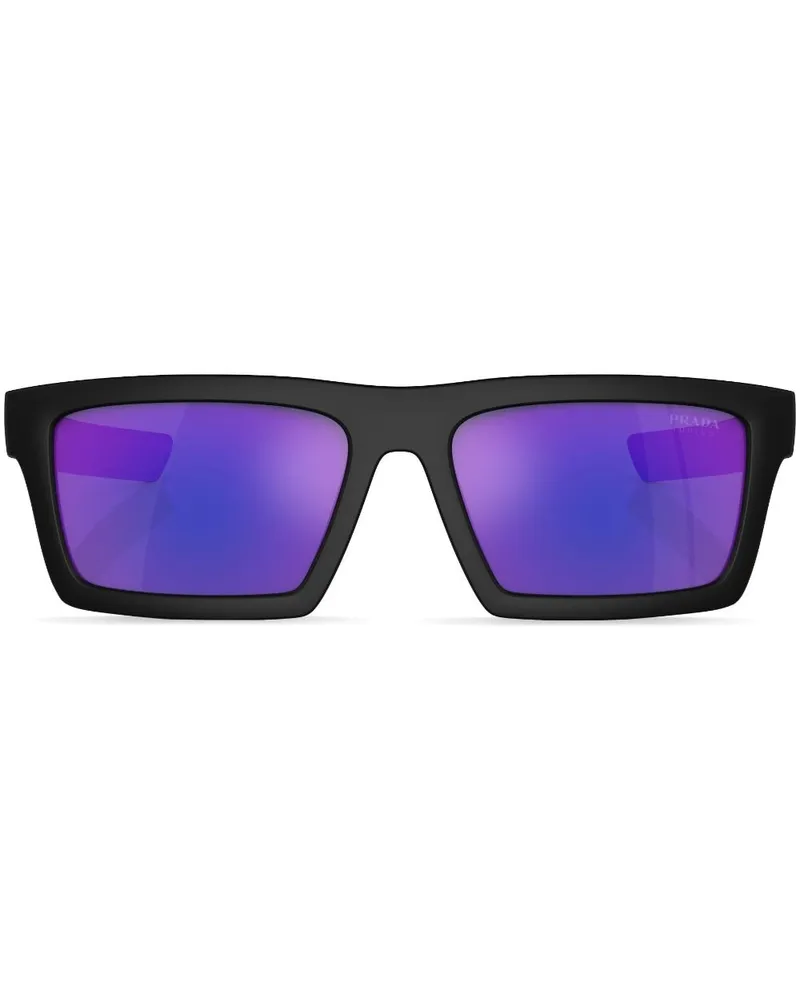 Prada Sonnenbrille mit eckigem Gestell - Schwarz Schwarz