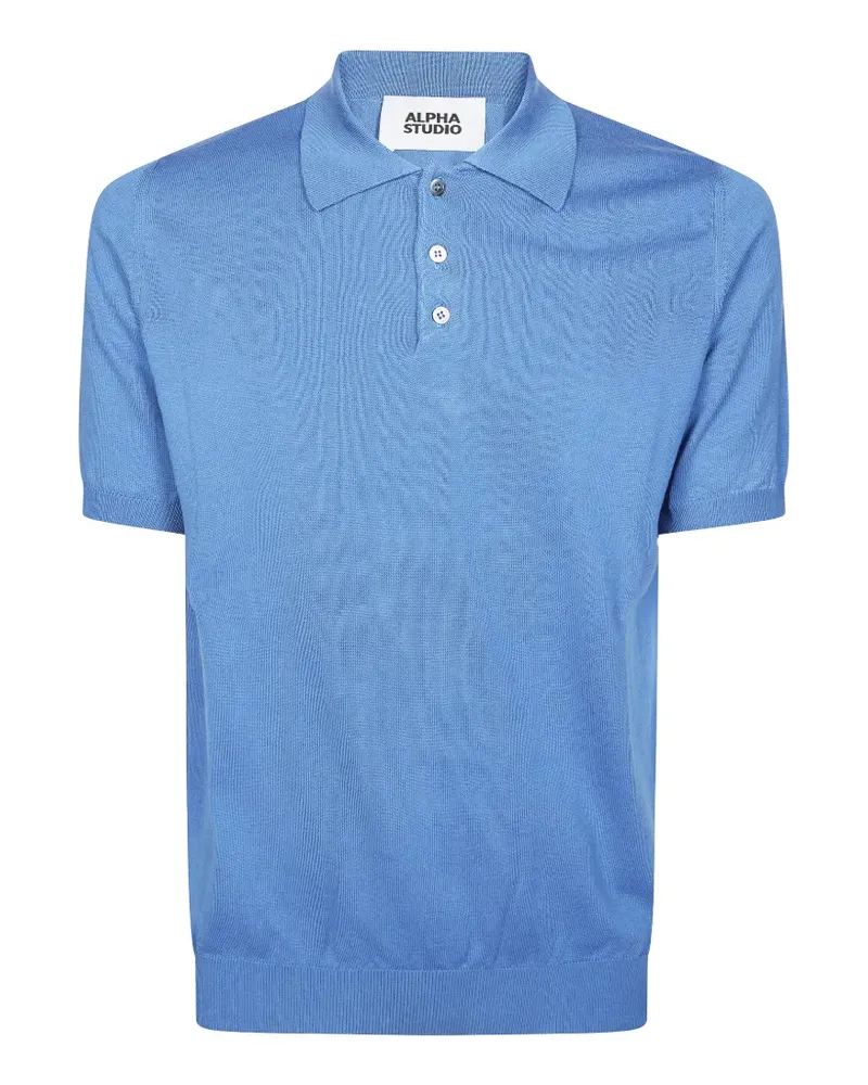 Alpha Studio fine-knit polo shirt - Blau Blau