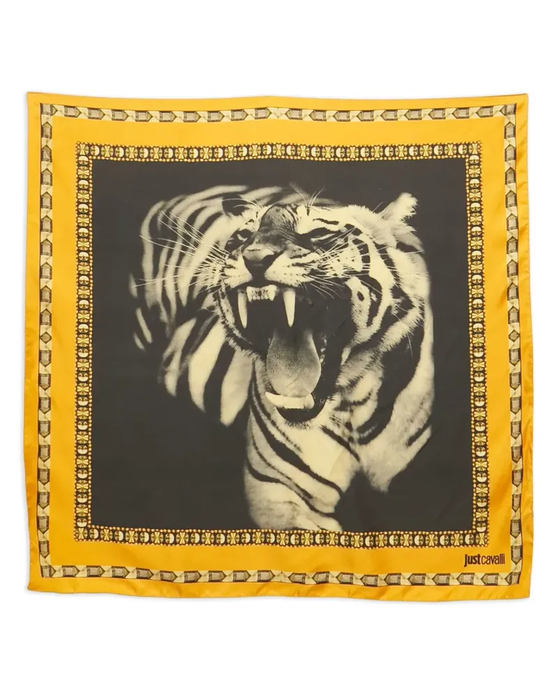 Just Cavalli 2000s Seidenschal mit Tiger-Print - Orange Orange