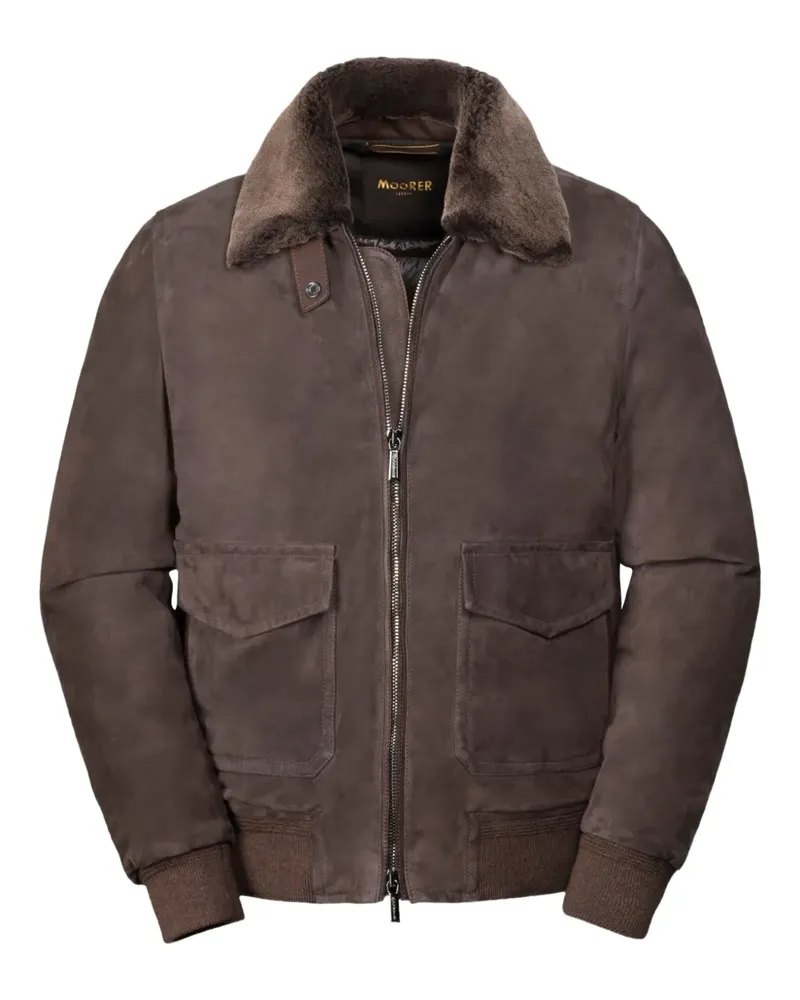 MOORER Antenore-ur collar pocket jacket - Braun Braun